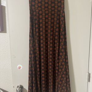 LuLaRoe Navy Blue and Orange Geometric Maxi Skirt